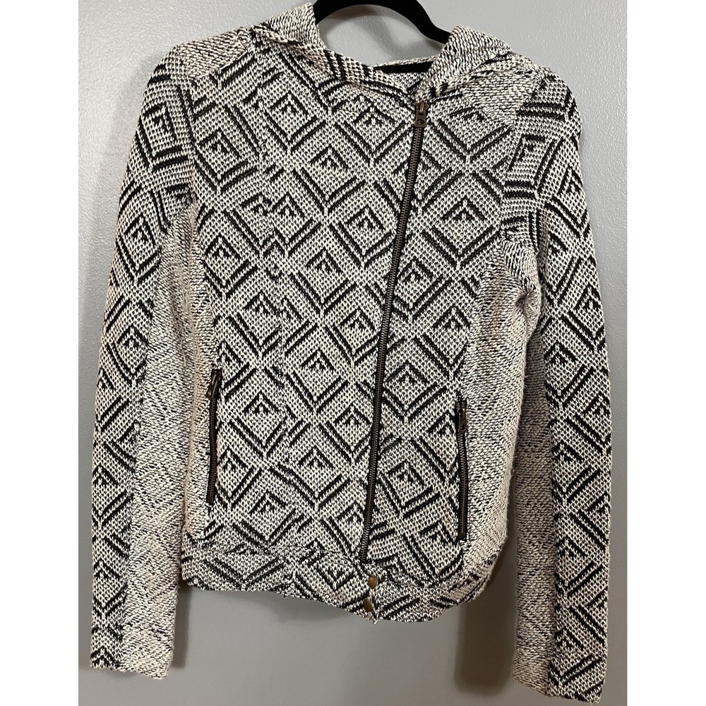 Lucky Full Zip Hooded Moto Jacket Sweater Aztec Design Women's Size Small‎
